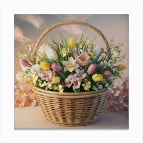 Basket Of Flowers Canvas Print