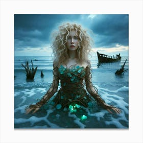 Girl In The Ocean Canvas Print