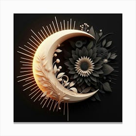 Crescent With Flowers Canvas Print