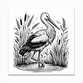 Line Art stork 1 Canvas Print