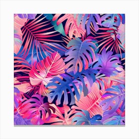 Tropical Leaves Seamless Pattern 15 Canvas Print