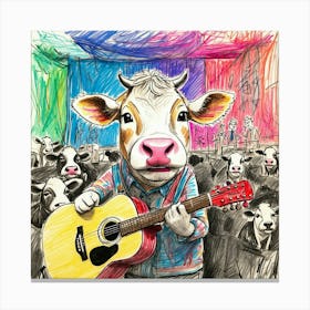 Cow With Guitar 3 Canvas Print