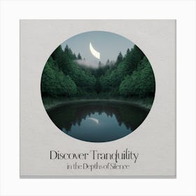 Tranquil Silence: Serene Forest Lake with Moonlit Reflections 1 Canvas Print