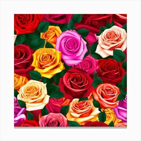 Roses Seamless Pattern 11 Canvas Print