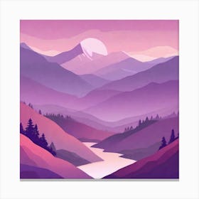 Misty mountains background in purple tone 34 Canvas Print