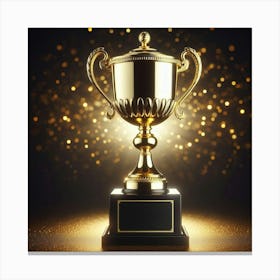 Golden Trophy On A Black Background Canvas Print