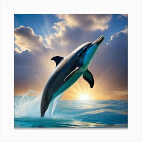 Dolphin Jumping Out Of The Water Canvas Print