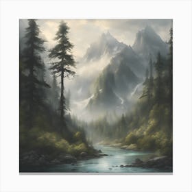 River In The Mountains Canvas Print