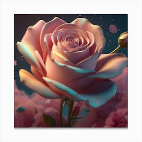 Pink Rose 3d Canvas Print