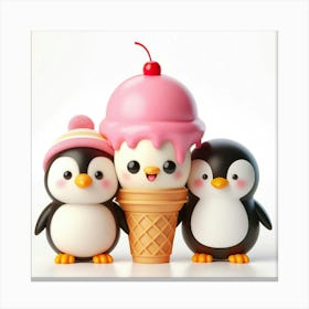 Ice Cream Penguins 4 Canvas Print
