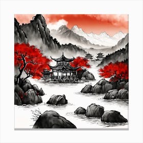 Chinese Landscape Mountains Ink Painting (17) 2 Canvas Print