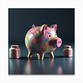Rose Pig Piggy-Bank Canvas Print