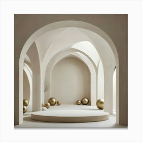 Arched Room With Gold Balls Canvas Print