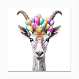 Giraffe With Balloons Canvas Print