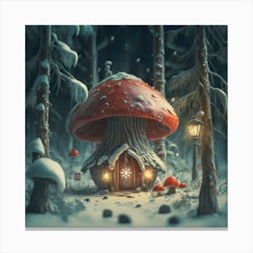 Red mushroom shaped like a hut 17 Canvas Print