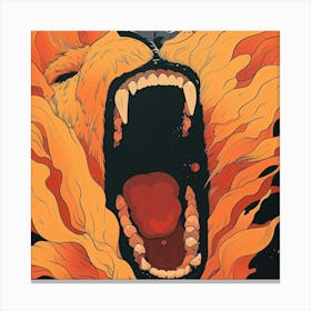 Lion In Flames Canvas Print