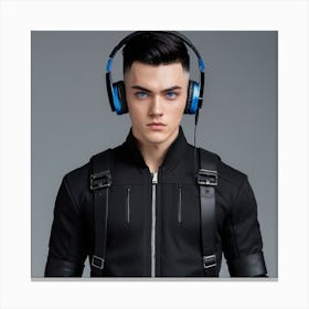 Man Wearing Headphones Canvas Print