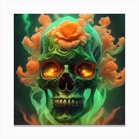Skull With Roses Canvas Print