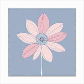 A White And Pink Flower In Minimalist Style Square Composition 95 Canvas Print