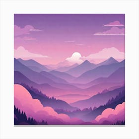 Misty mountains background in purple tone 133 Canvas Print
