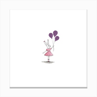 Ballerina Bunny Rabbit Square Canvas Print