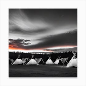Teepees At Sunset 2 Canvas Print