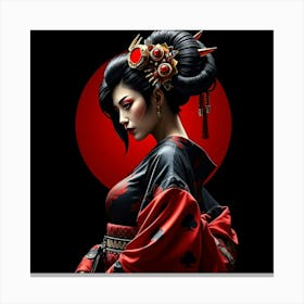 Geisha Portrait in Dark Canvas Print