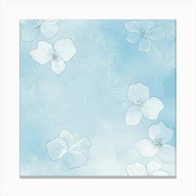 White Flowers On A Blue Background 1 Canvas Print