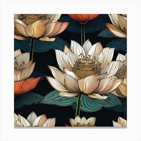 Lotus Flower Pattern Canvas Print