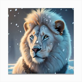 Lion In The Snow Canvas Print