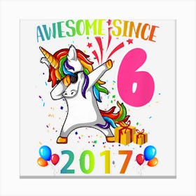 Kids 6 Years Old Gifts Unicorn Dabbing 6th Birthday Girlns Canvas Print