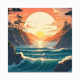 Sunset Over The Ocean 1 Canvas Print