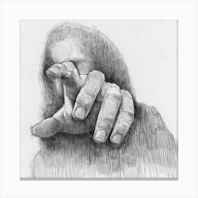 Drawing Of A Hand By Person Canvas Print