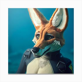 Fox In The Water Canvas Print