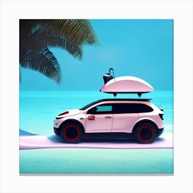 Car On The Beach Canvas Print