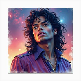 Watercolor Depiction Of Michael Jackson With A Cosmic Backdrop 1 Canvas Print