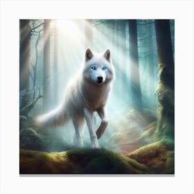 White Wolf In The Forest Canvas Print