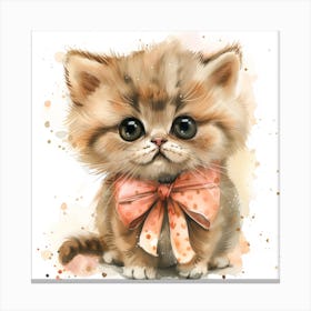 Cute Kitten Watercolor Painting Canvas Print