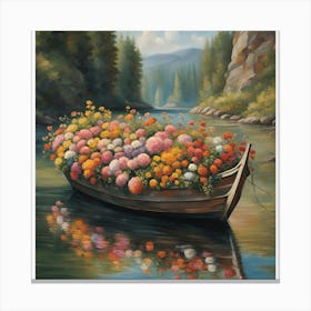 Flowers In A Boat 1 Canvas Print