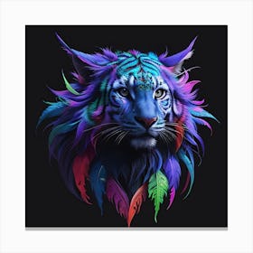 Colorful Tiger doodle art multicolour Canvas Print