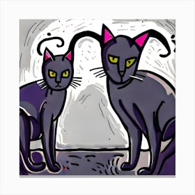 Two Black Cats Canvas Print