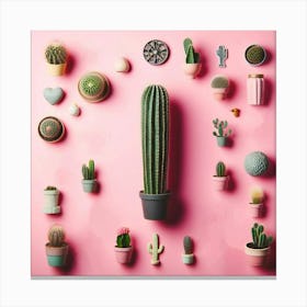 Cactus On Pink Background Canvas Print