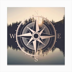 Wanderlust Lake Forest PNW Compass Canvas Print