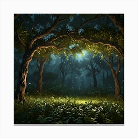 Forest At Night 17 Canvas Print