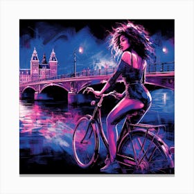 Women on bicycle 3 Canvas Print