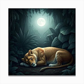 Lion Sleeping In The Jungle Canvas Print