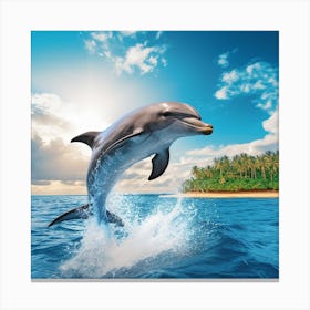 Dolphin Jumping In The Ocean Canvas Print