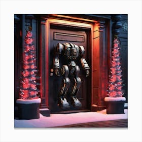 Robot Christmas Door Canvas Print