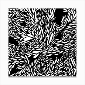 Abstract Plant Leaves Black and White Canvas Print