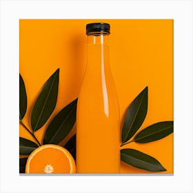 Orange Juice On A Yellow Background Canvas Print